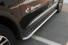 Пороги труба D42 с листом для Mitsubishi Outlander 2015-