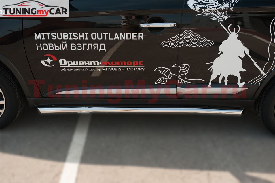 Пороги труба D63 (вариант 2) для Mitsubishi Outlander 2015-