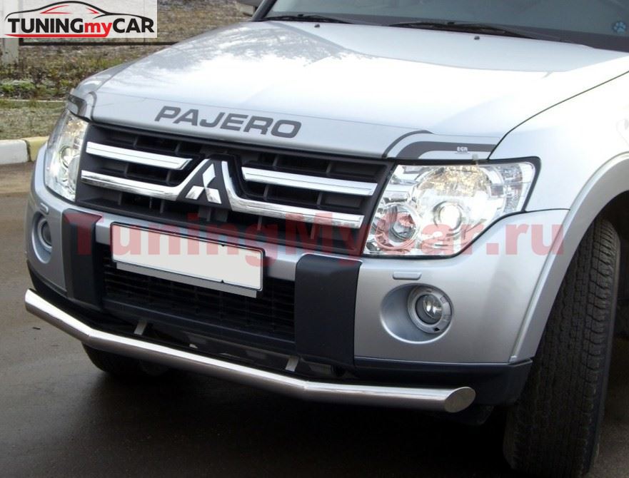 Защита переднего бампера D76 (3 секции) для Mitsubishi Pajero 4 2006-2011