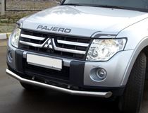 Защита переднего бампера D76 (3 секции) для Mitsubishi Pajero 4 2006-2011
