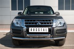 Защита переднего бампера D63 (секции) D63 (дуга)+декор для Mitsubishi Pajero 4 2014-