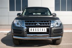 Защита переднего бампера D76 (секции) D75х42 (дуга) для Mitsubishi Pajero 4 2014-
