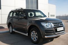 Защита переднего бампера D76 (секции) D75х42 (дуга) для Mitsubishi Pajero 4 2014-