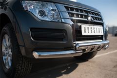 Защита переднего бампера D76 (дуга) D76х2 (дуга)+клыки для Mitsubishi Pajero 4 2014-