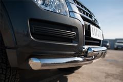 Защита переднего бампера D76 (дуга) D76х2 (дуга)+клыки для Mitsubishi Pajero 4 2014-