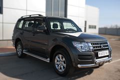 Защита переднего бампера D76 (дуга) D76х2 (дуга)+клыки для Mitsubishi Pajero 4 2014-
