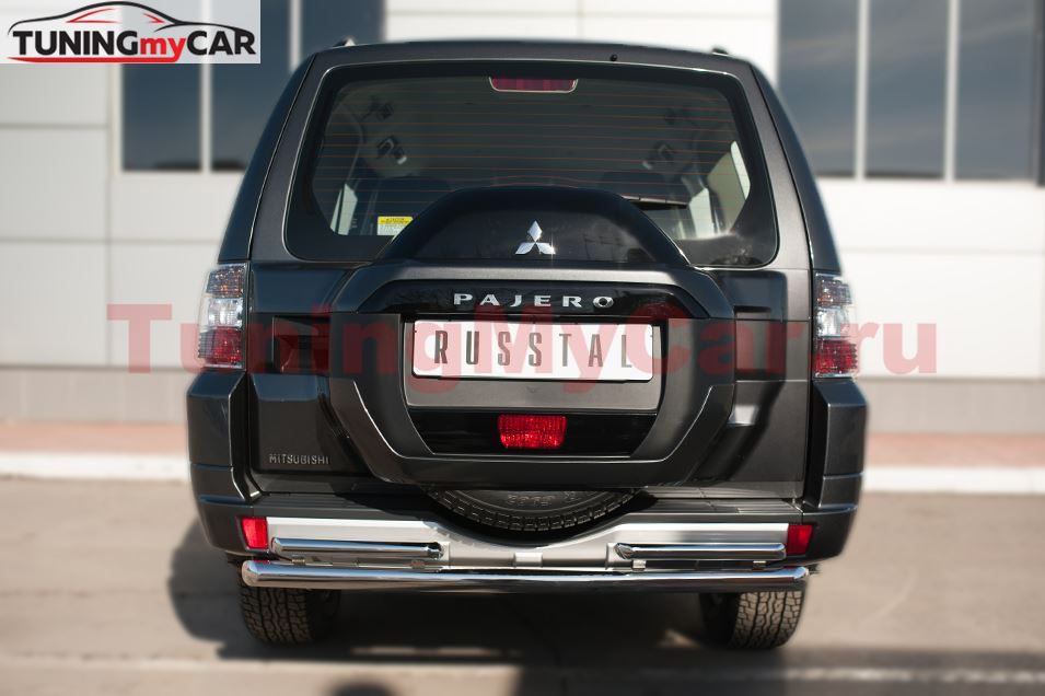 Защита заднего бампера D63 (дуга) D42х2 (дуга) для Mitsubishi Pajero 4 2014-
