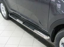 Пороги труба D76 с накладками (вариант 1) для Mitsubishi Pajero Sport 2010-2012