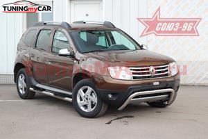 Решётка передняя мини (труба d60) низкая на Renault Duster 2012+