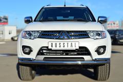 Защита переднего бампера D63 (секции) D42 (уголки) для Mitsubishi Pajero Sport 2013-2015