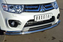 Защита переднего бампера D63 (секции) D42 (уголки) для Mitsubishi Pajero Sport 2013-2015