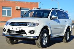 Защита переднего бампера D63 (секции) D42 (уголки) для Mitsubishi Pajero Sport 2013-2015