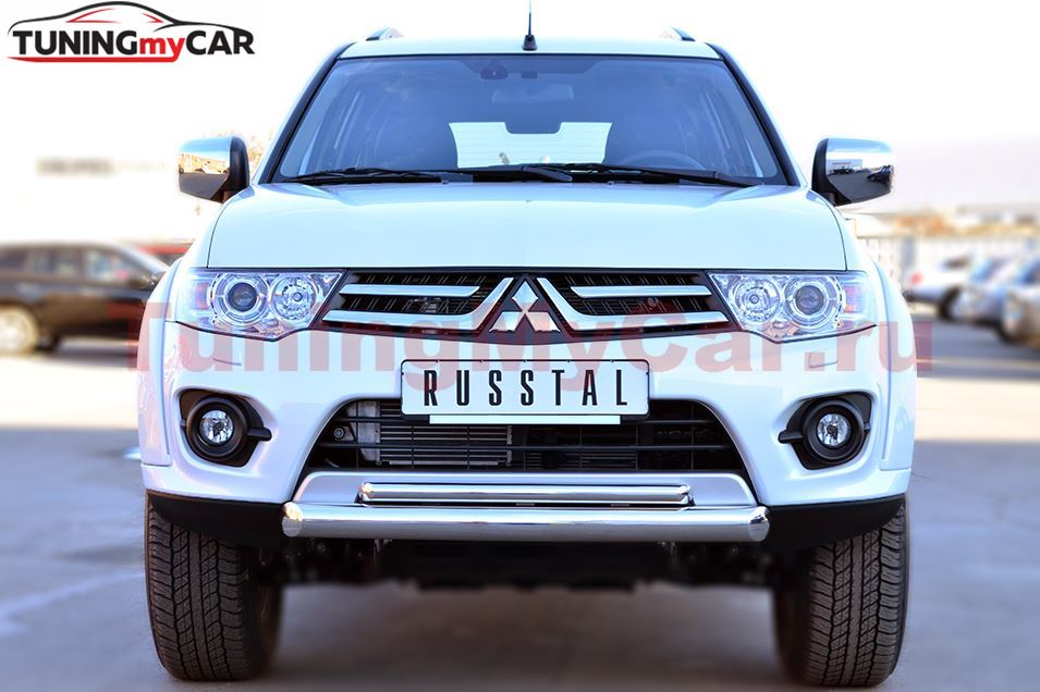 Защита переднего бампера D76 (дуга) D42 (дуга) для Mitsubishi Pajero Sport 2013-2015