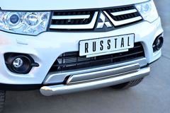 Защита переднего бампера D76 (дуга) 75х42 (дуга) для Mitsubishi Pajero Sport 2013-2015