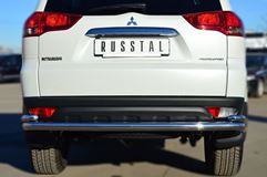 Защита заднего бампера D63 (волна) D42 (уголки) для Mitsubishi Pajero Sport 2013-2015