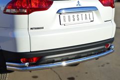 Защита заднего бампера D63 (волна) D42 (уголки) для Mitsubishi Pajero Sport 2013-2015