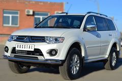 Пороги труба D42 с листом для Mitsubishi Pajero Sport 2013-2015