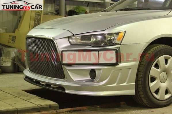 Накладка переднего бампера Shark-Style для Mitsubishi Lancer 10 от 2011 г.в.