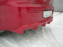 Накладка на задний бампер диффузор ПОД ОДНУ ТРУБУ Mitsubishi Lancer 10