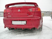 Накладка на задний бампер диффузор ПОД ОДНУ ТРУБУ Mitsubishi Lancer 10