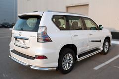 Защита заднего бампера уголки D76(секции) для Lexus GX 460 2014-