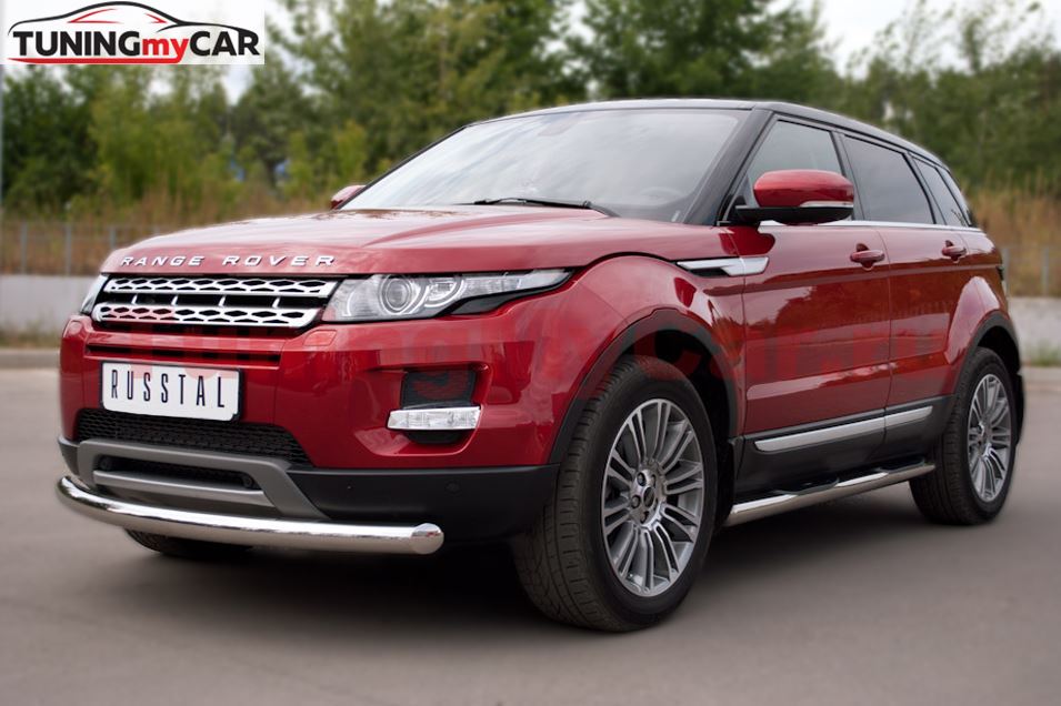 Пороги труба D76 с накладками (вариант 3) для Land Rover Range Rover Evoque Prestige u Pure 2011-