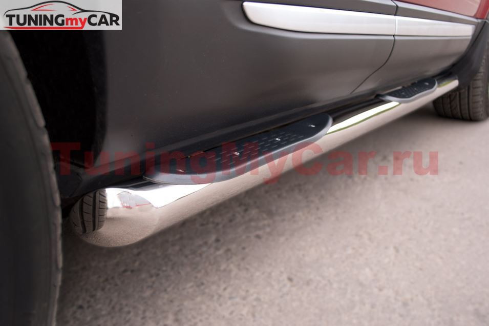 Пороги труба D76 с накладками (вариант 1) для Land Rover Range Rover Evoque Prestige u Pure 2011-