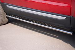 Пороги труба 75х42 овал с проступью для Land Rover Range Rover Evoque Prestige u Pure 2011-