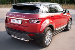 Пороги труба 75х42 овал с проступью для Land Rover Range Rover Evoque Prestige u Pure 2011-