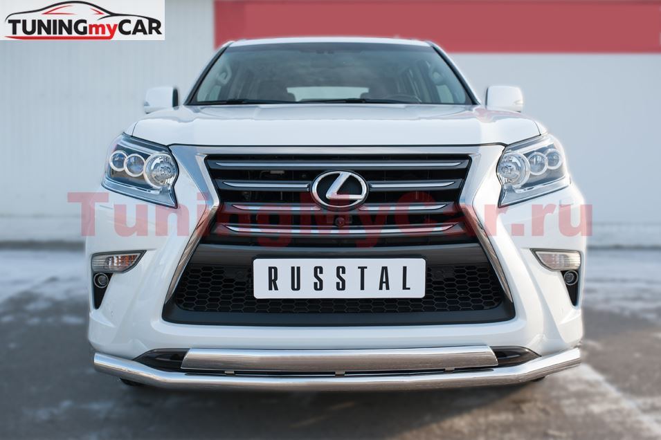 Защита переднего бампера D63 (секции) D75х42 (дуга) для Lexus GX 460 2014-