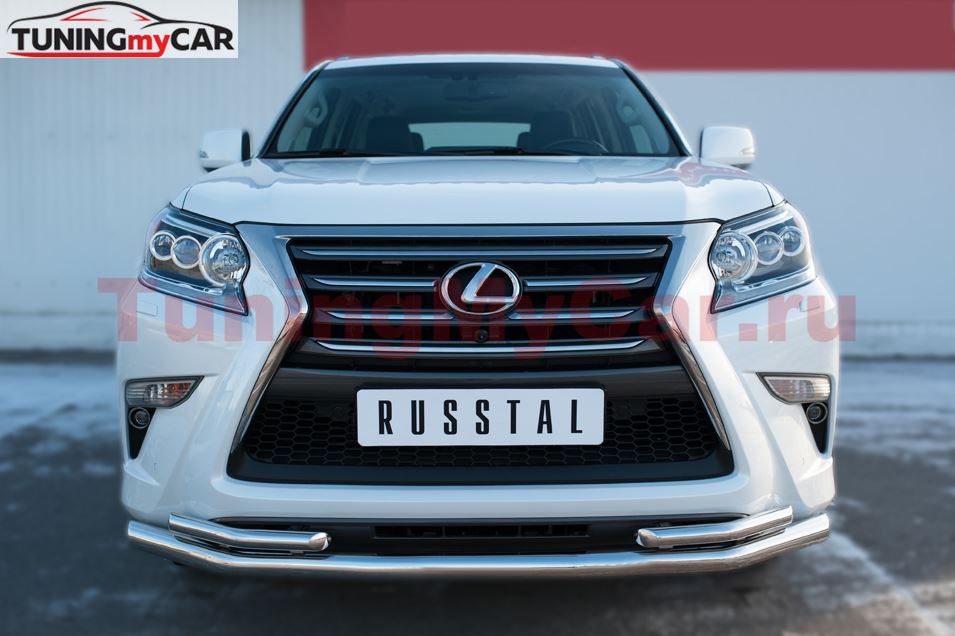 Защита переднего бампера D63 (секции) D42х2 (уголки) для Lexus GX 460 2014-