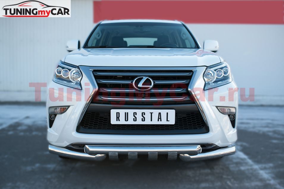 Защита переднего бампера D76 (дуга) D76х2 (дуга)+клыки для Lexus GX 460 2014-