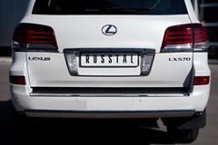 Защита заднего бампера D75х42 овал для Lexus LX570 2012-