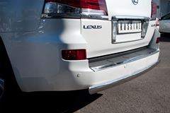 Защита заднего бампера D75х42 овал для Lexus LX570 2012-