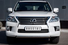 Защита переднего бампера D75х42 овал (короткая) для Lexus LX570 2012-