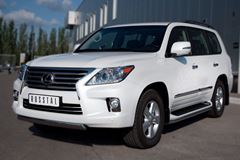 Защита переднего бампера D75х42 овал (короткая) для Lexus LX570 2012-