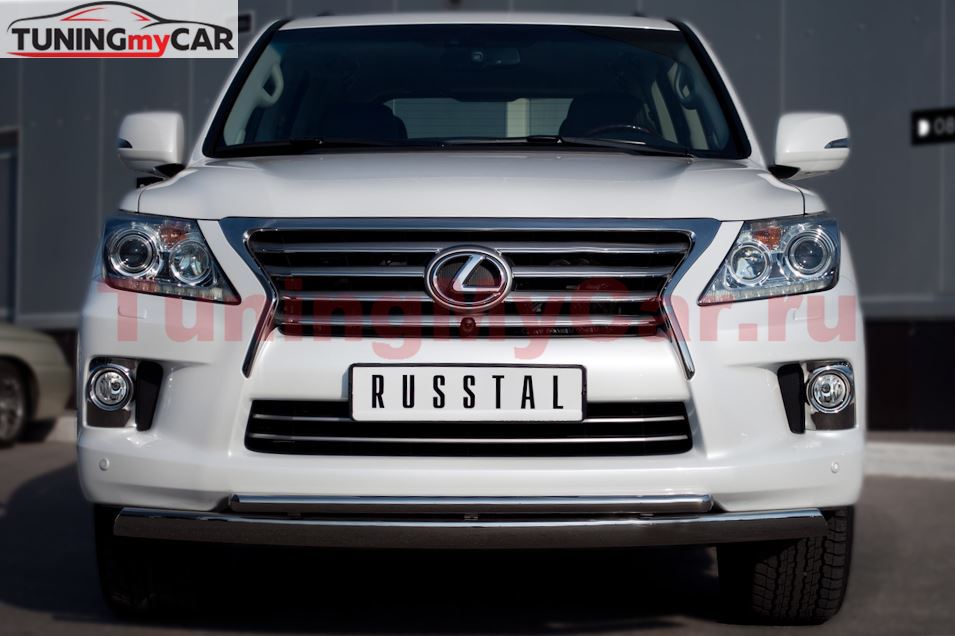 Защита переднего бампера D75х42/42 для Lexus LX570 2012-