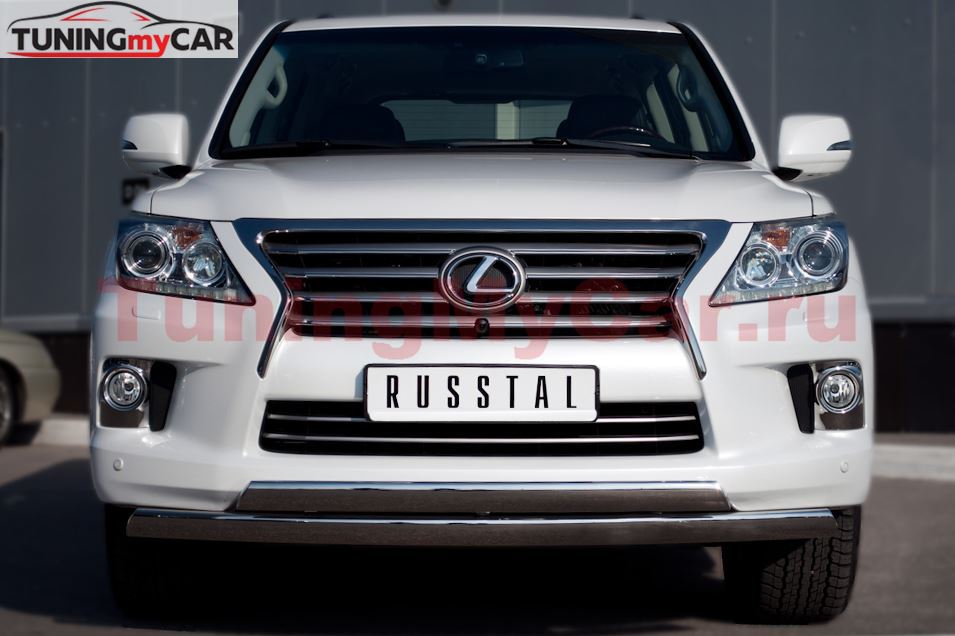 Защита переднего бампера D75х42/75х42 овалы для Lexus LX570 2012-