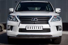 Защита переднего бампера D75х42/75х42 овалы для Lexus LX570 2012-