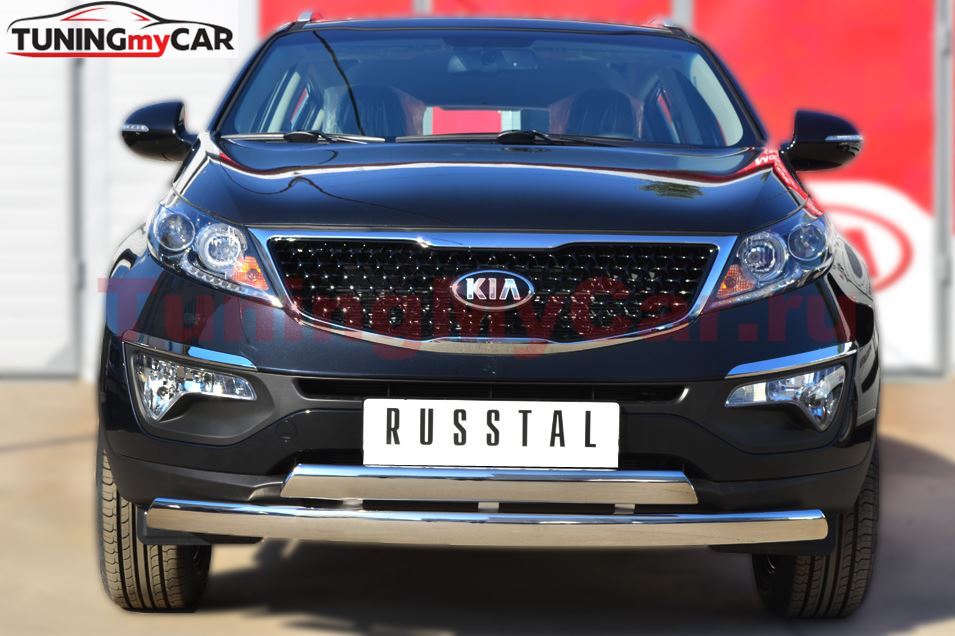 Защита переднего бампера D75х42 (дуга) 75х42 (дуга) для Kia Sportage 2010-2015