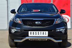 Защита переднего бампера D63 (волна) C декор надписью для Kia Sportage 2010-2015