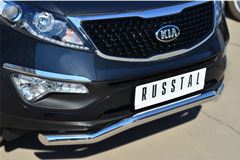 Защита переднего бампера D63 (волна) C декор надписью для Kia Sportage 2010-2015