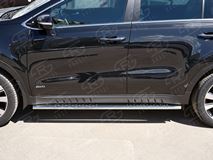 Пороги труба 75х42 овал с проступью для Kia Sportage 2016-