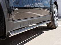 Пороги труба 75х42 овал с проступью для Kia Sportage 2016-