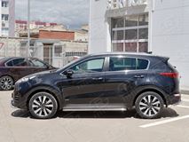 Пороги труба D42 С листом (Лист нерж, проф. нерж)(Вариант3) для Kia Sportage 2016-