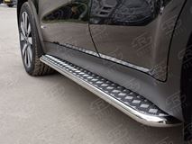 Пороги труба D42 С листом (Лист алюм, проф. нерж)(Вариант1) для Kia Sportage 2016-
