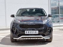 Защита переднего бампера D63 волна с надписью для Kia Sportage 2016-