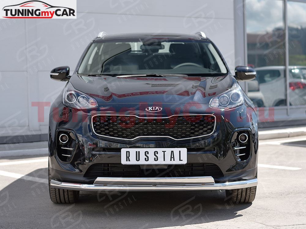 Защита переднего бампера D63 секция 75х42 дуга для Kia Sportage 2016-