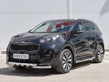 Защита переднего бампера D63дуга-D63 уголки+клыки для Kia Sportage 2016-