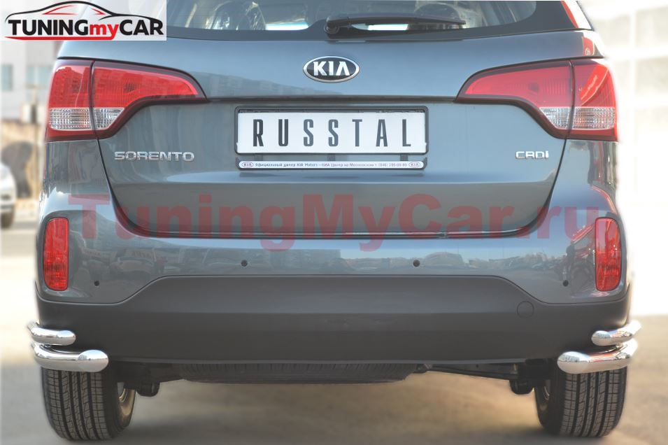 Защита заднего бампера уголки D63/42 для Kia Sorento 2012-